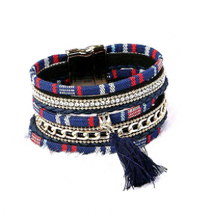 Armband-kristal-leder-Donkerblauw